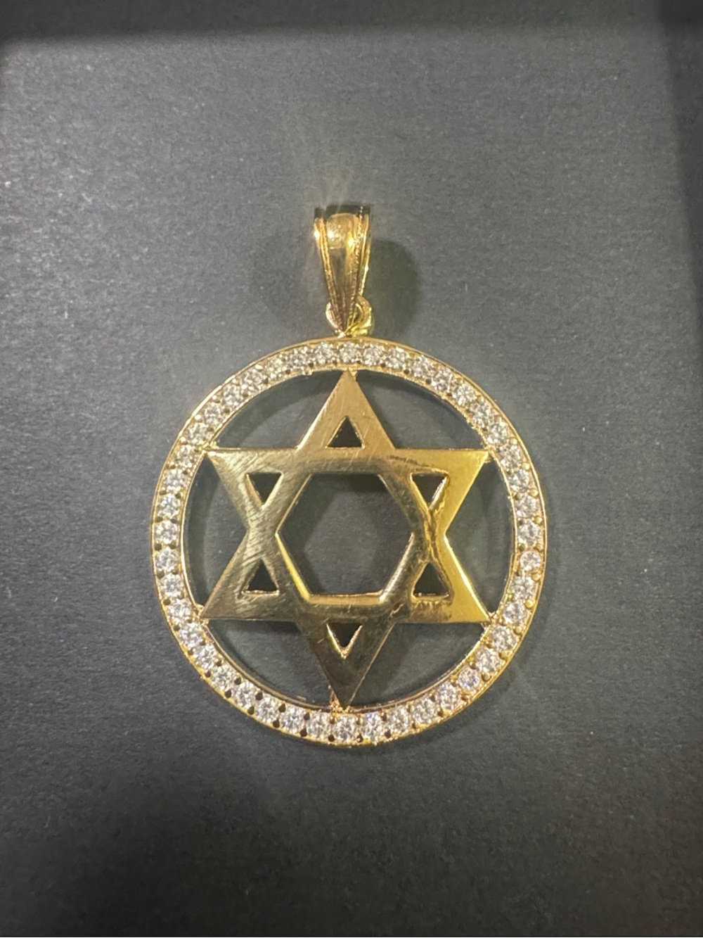 Gold Plated 925 Silver Star of David Pendant w/ Moissanite Border - 5 Ct